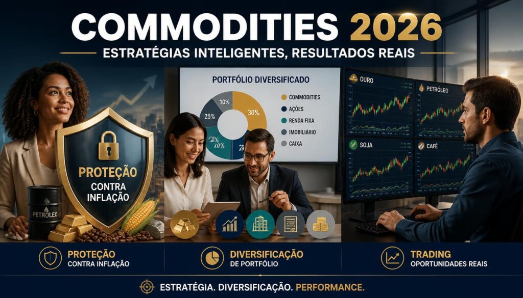 Estratégias investimento commodities proteção, inflação, diversificação, trading 2026