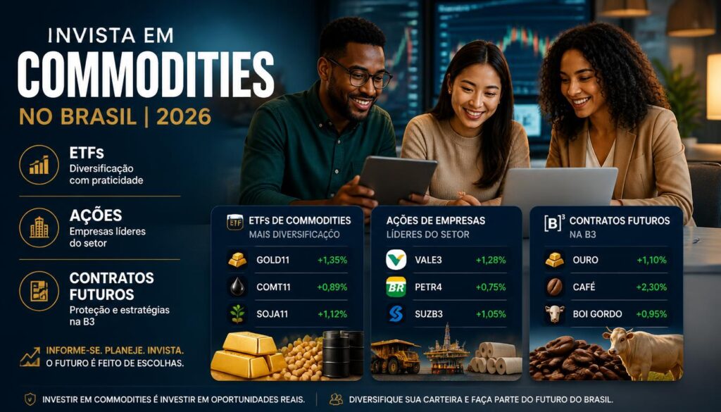 Como investir em commodities no Brasil ETFs ações contratos futuros 2026