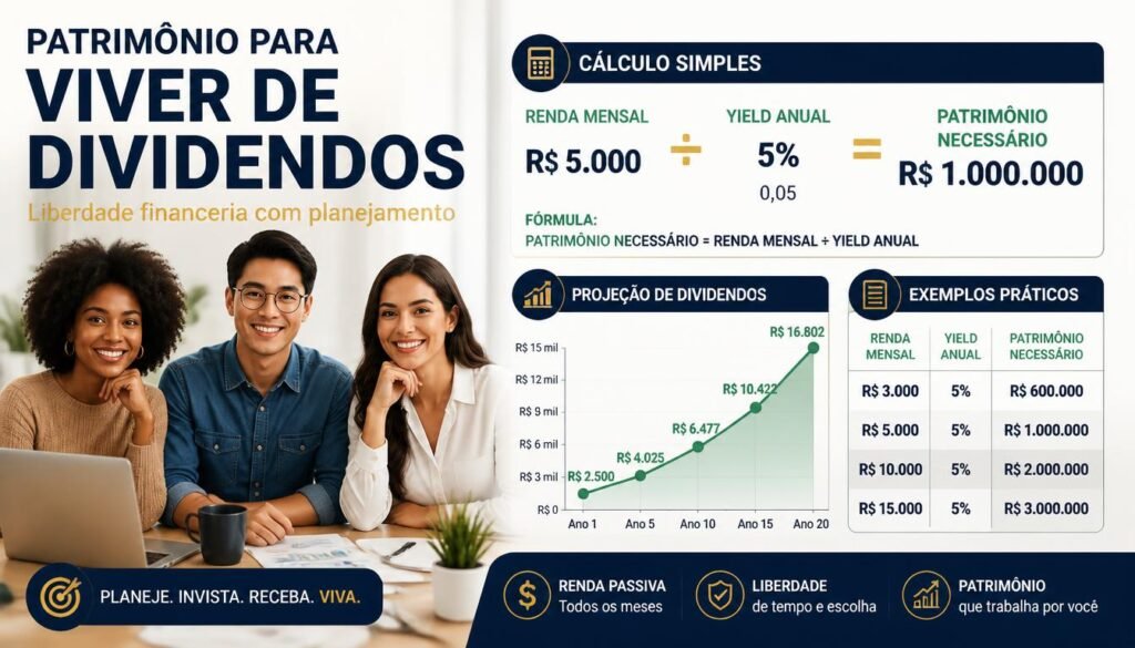 Como calcular patrimônio necessário para viver de dividendos.