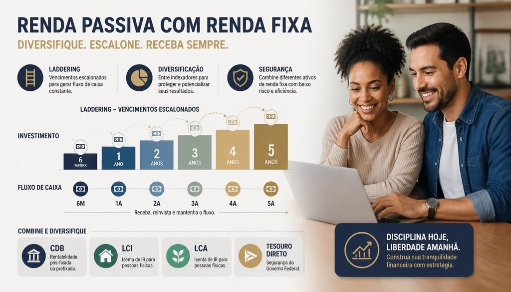 Como montar carteira renda fixa laddering, diversificação indexadores.
