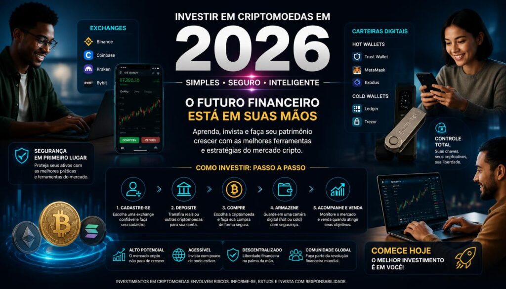 Como investir em criptomoedas exchanges, wallets, compra venda 2026