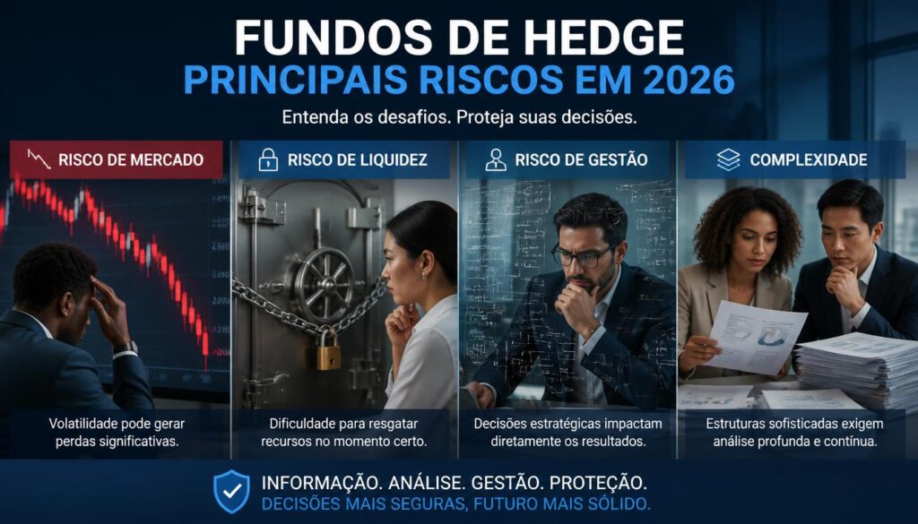 Riscos dos fundos de hedge mercado liquidez, gestão, complexidade.