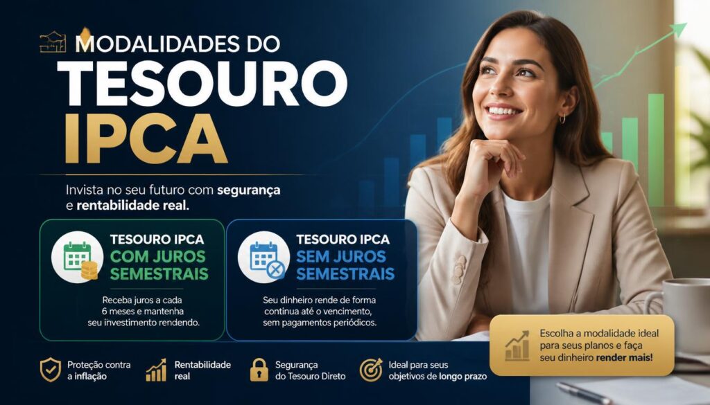 Tesouro IPCA com e sem juros semestrais diferença 2026