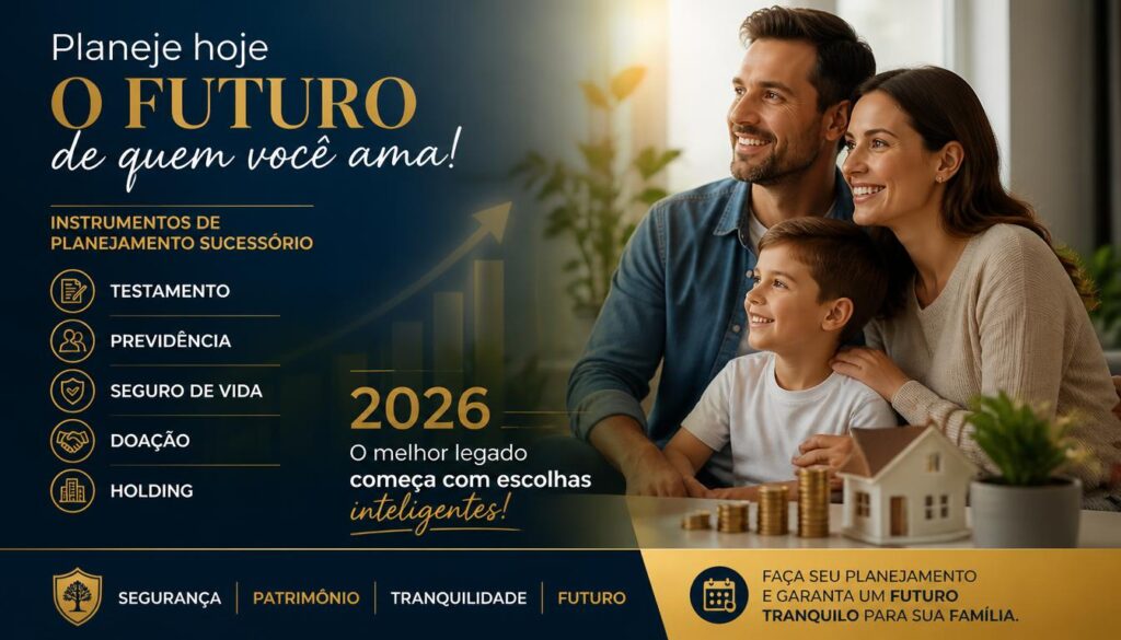 Instrumentos de planejamento sucessório testamento previdência seguro de vida doação holding 2026