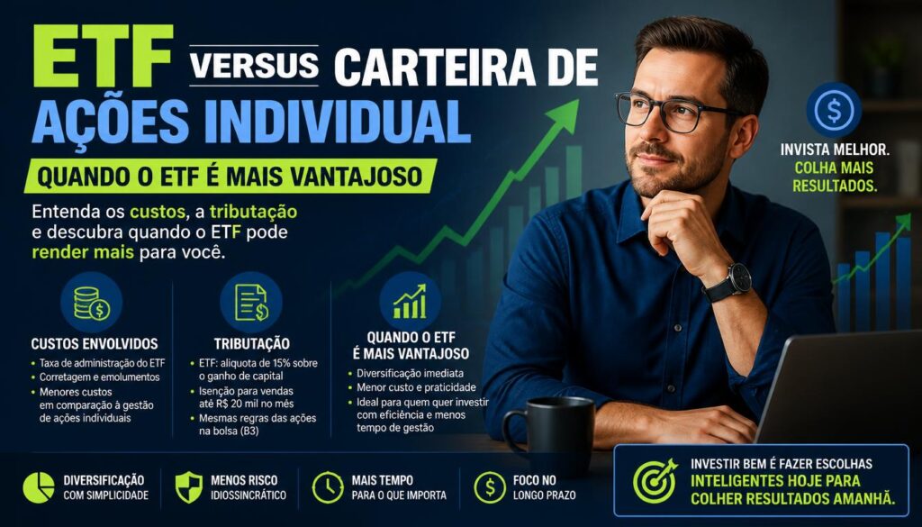 ETF versus carteira de ações individual quando escolher 2026