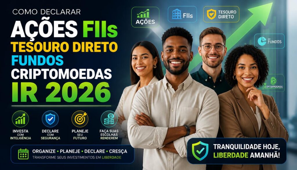 Como declarar ações, FIIs ,Tesouro Direto, fundos, criptomoedas, IR 2026