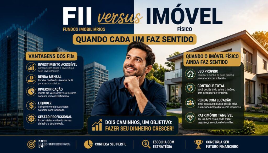 FII versus imóvel físico, quando cada um faz sentido 2026