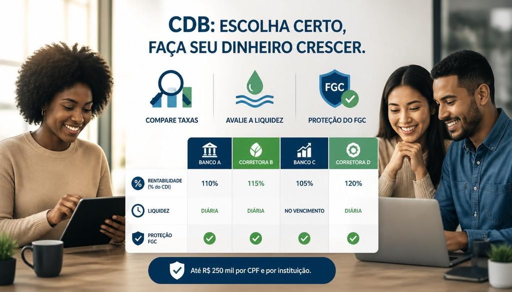 Como escolher melhor CDB comparar taxas, liquidez, banco emissor, FGC